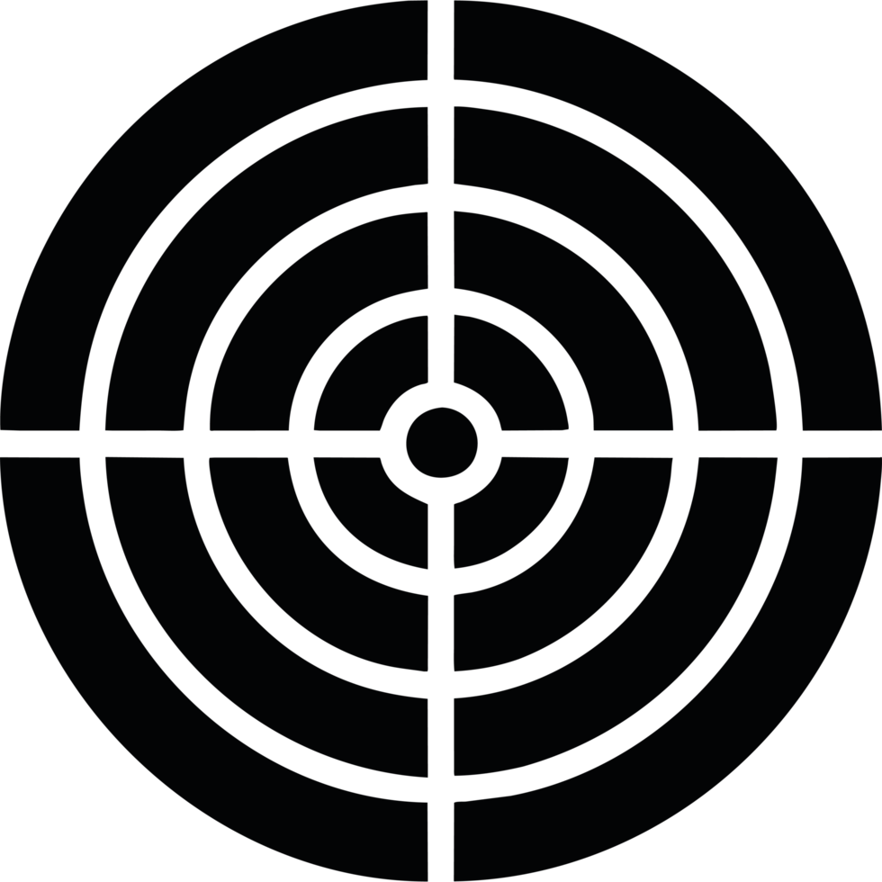 A black and white target with a cross in the center png