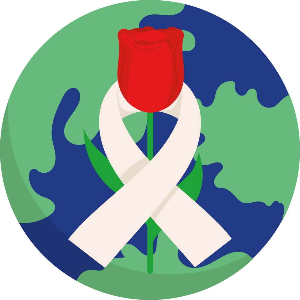 A red rose with a white ribbon around it png