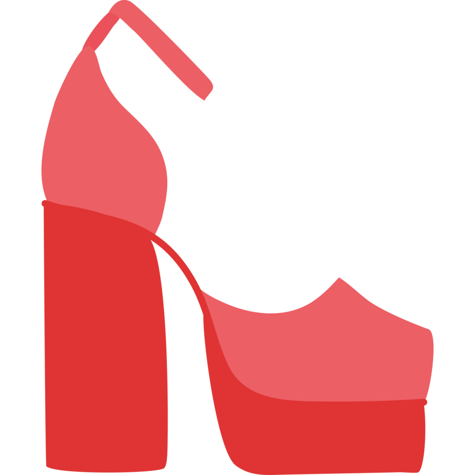A red high heel shoe with a platform png