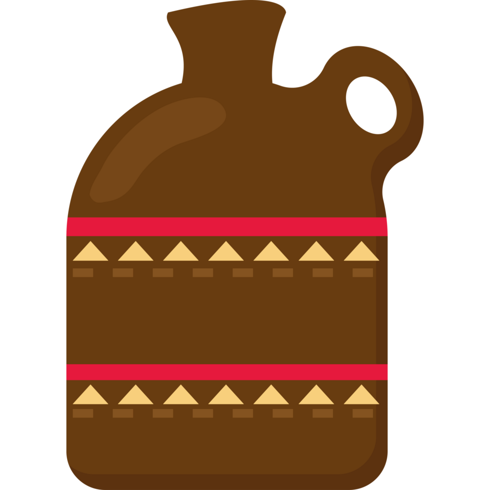 A brown jug with a red stripe on it png