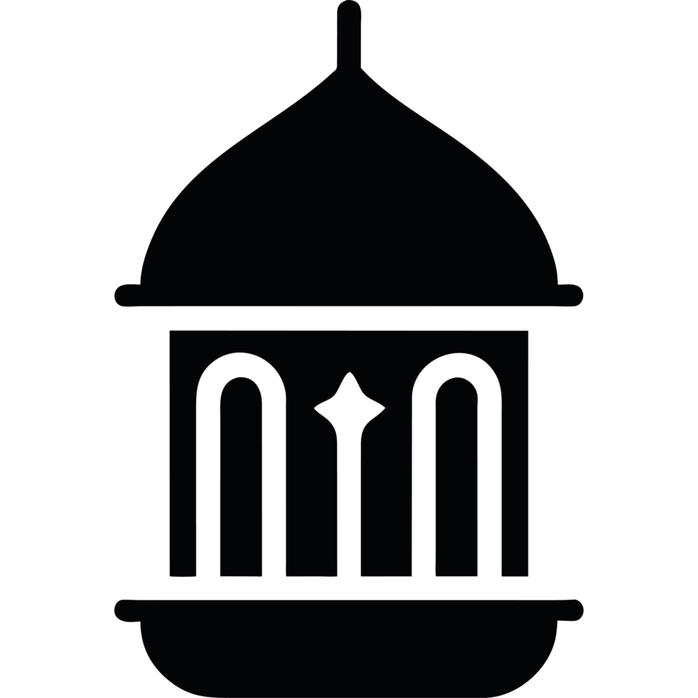A black and white silhouette of a building png
