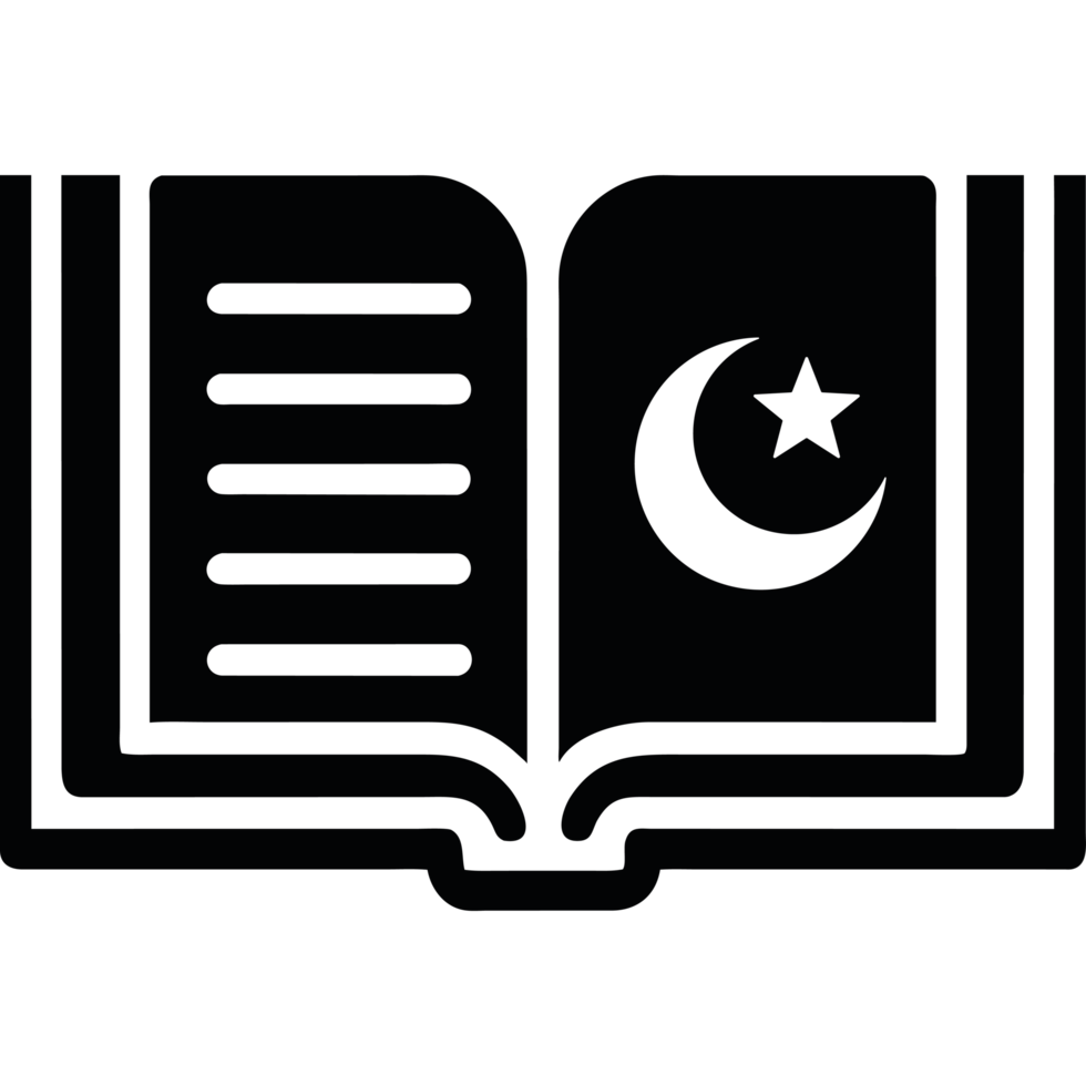 An open book with a crescent and star on it png