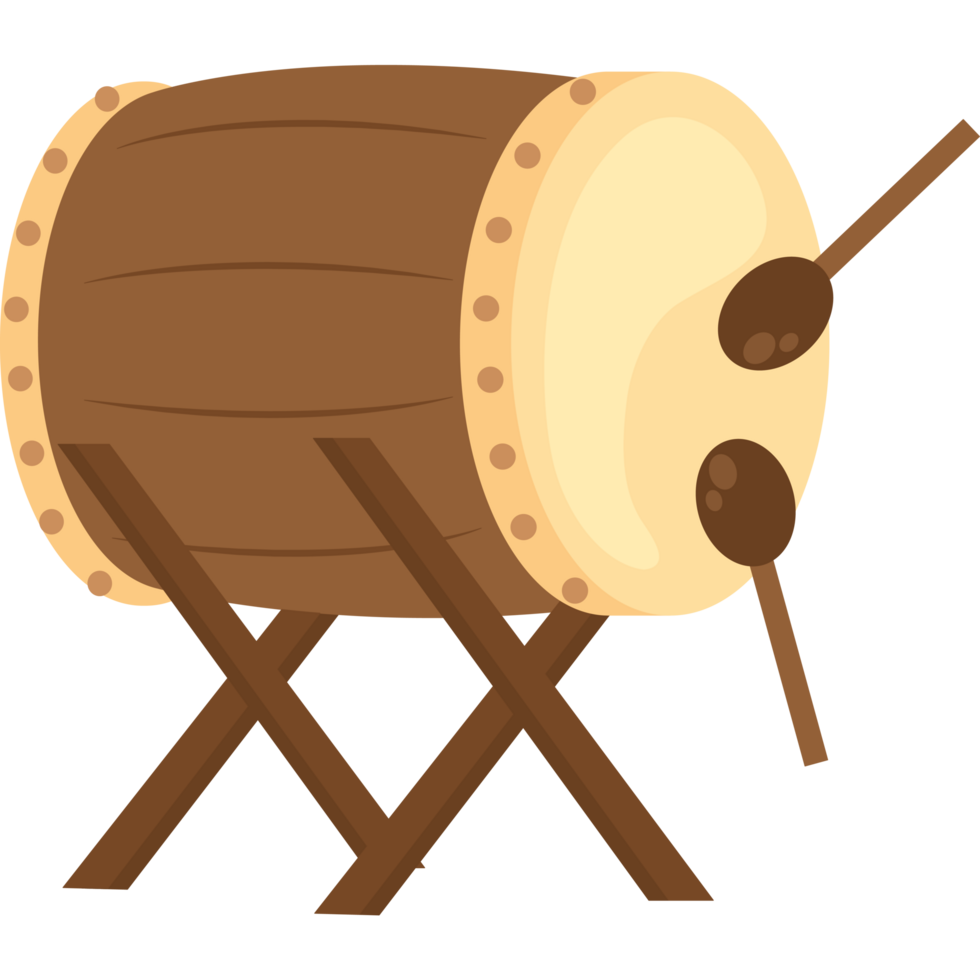 A drum on a stand with two sticks png