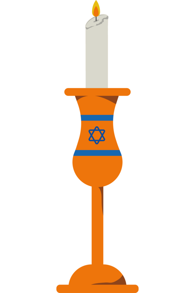 An orange candle with a blue and white star on it png