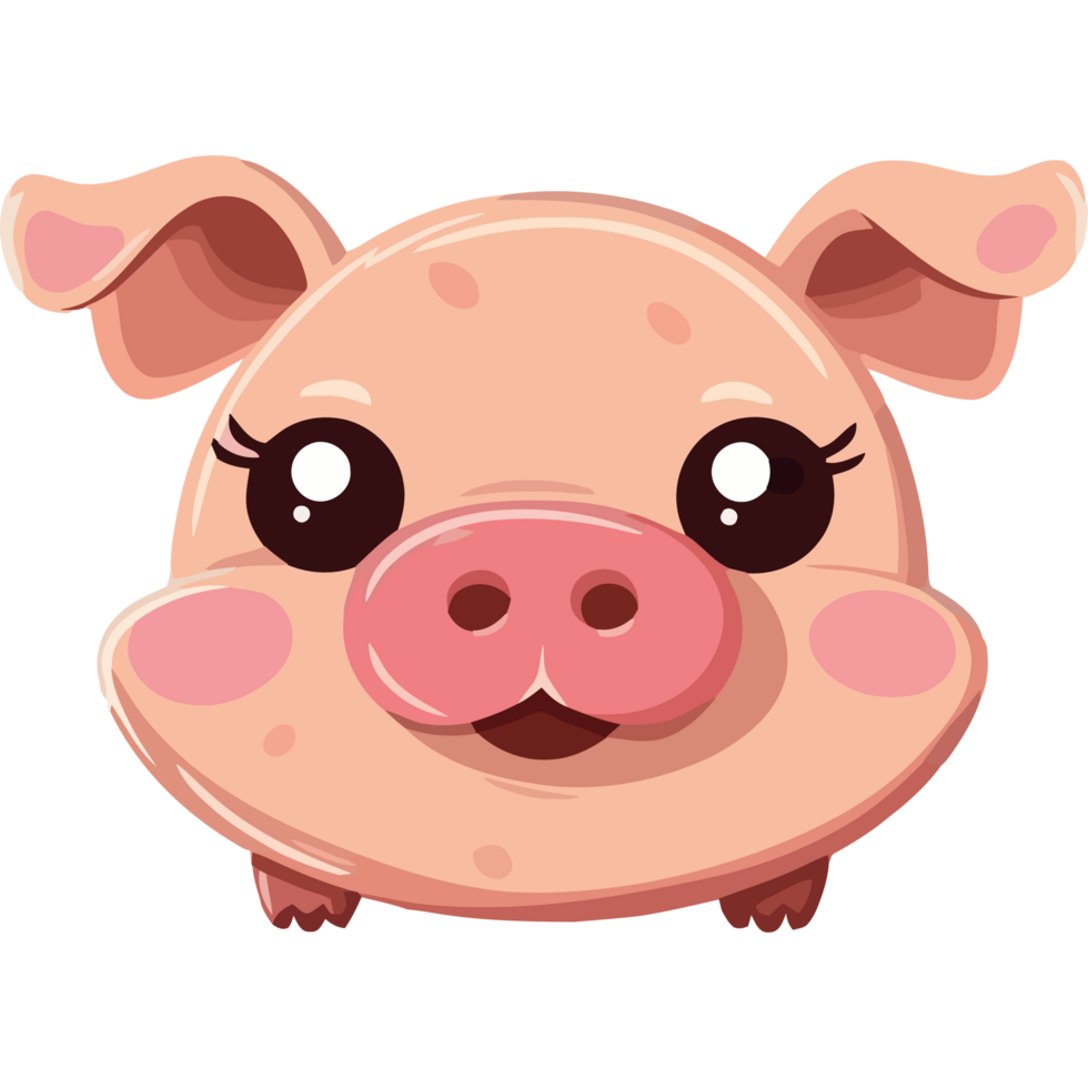 A cartoon pig with big eyes and a big nose png