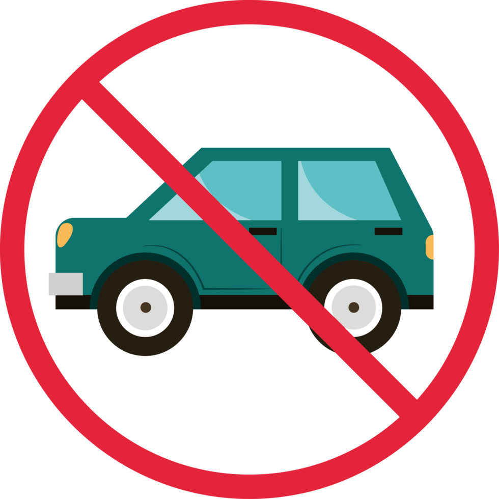 No parking sign with a car in the middle png