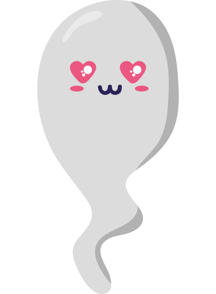 A ghost with pink hearts on its face png