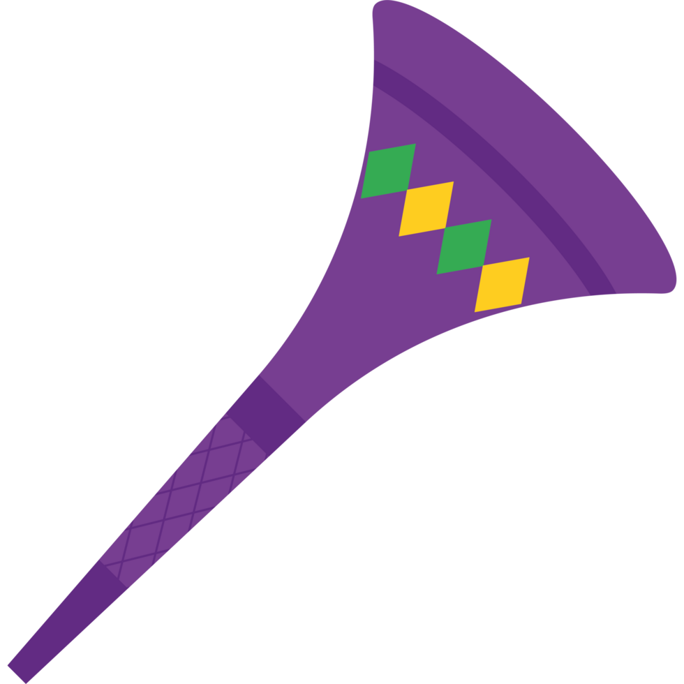 A purple horn with a green and yellow design png