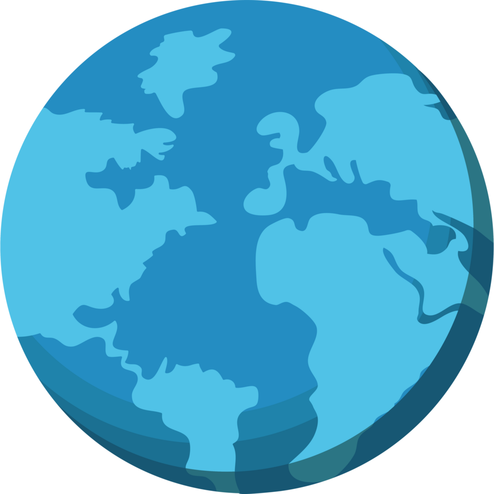 A blue globe with a map of the world on it png