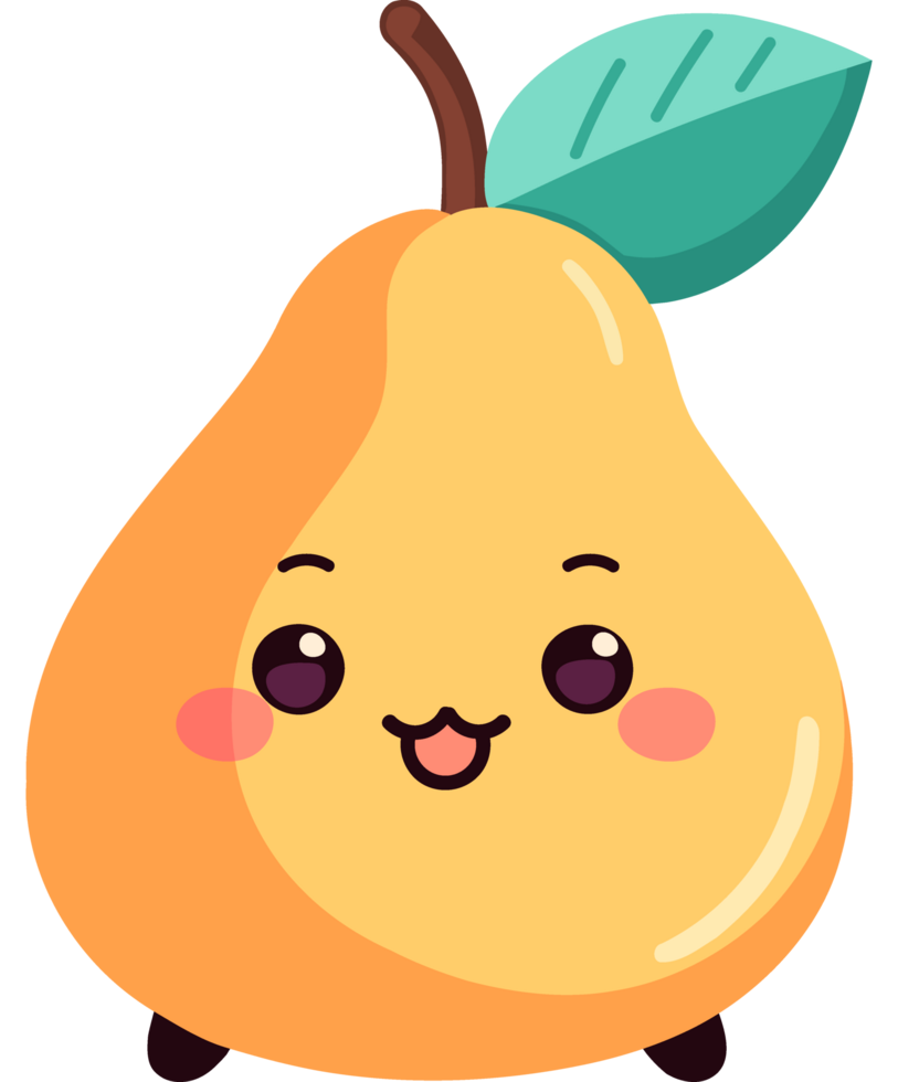 A pear with a green leaf on it png