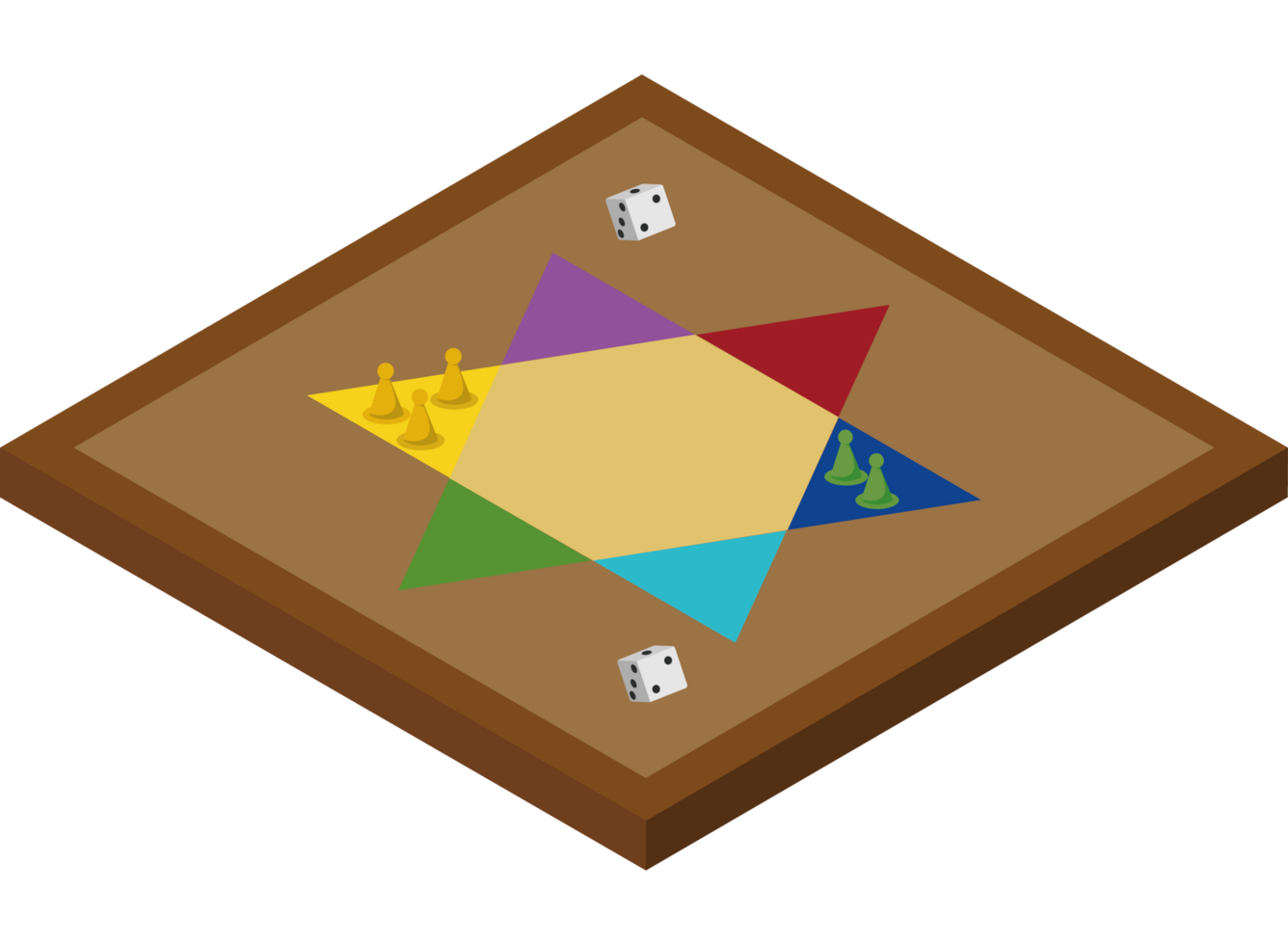 A board game with dice and a star png