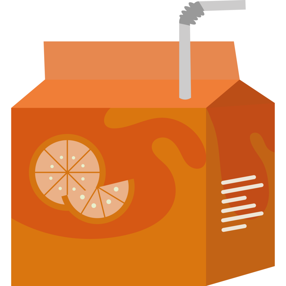 Orange juice carton with straw png