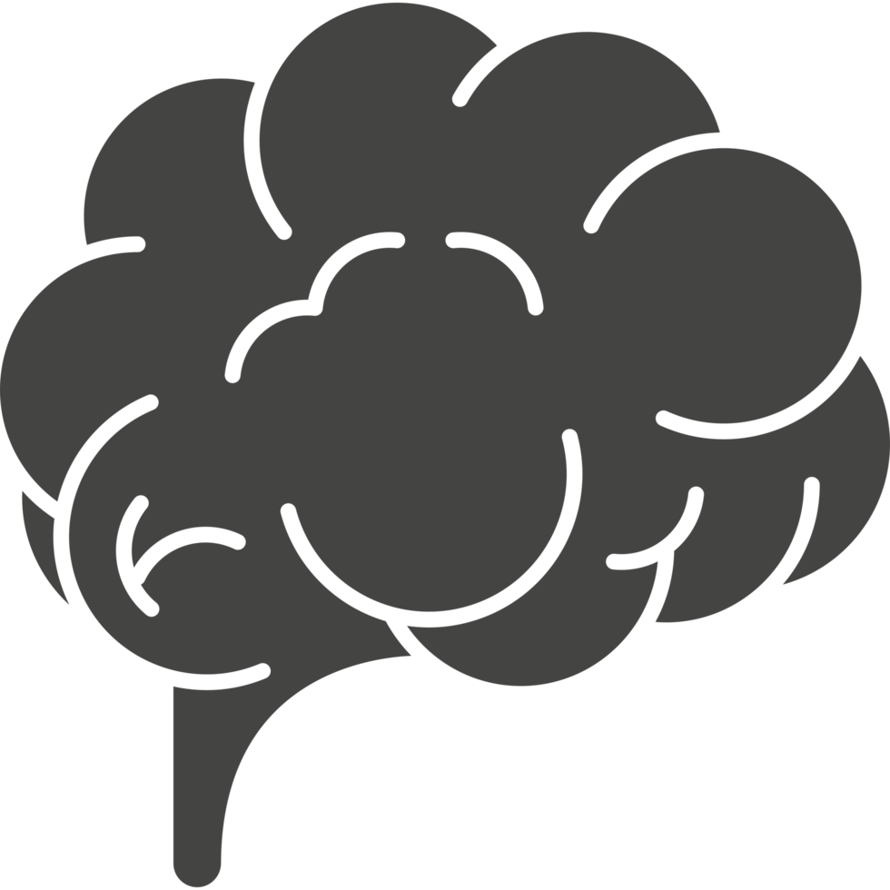 A black and white illustration of a brain png