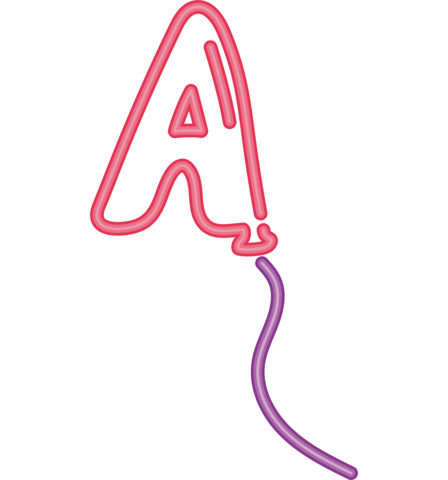 A balloon with a letter a in neon png