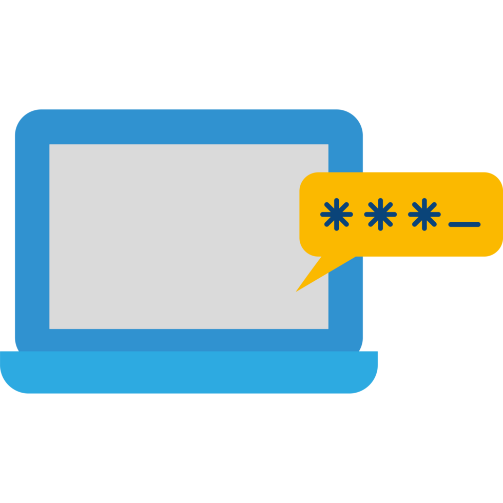 A laptop with a password on it png