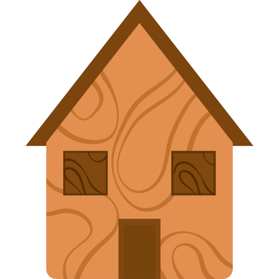 A house with a brown roof and windows png