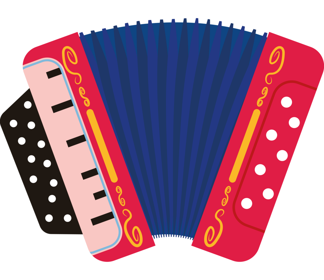 A red accordion with polka dots on it png