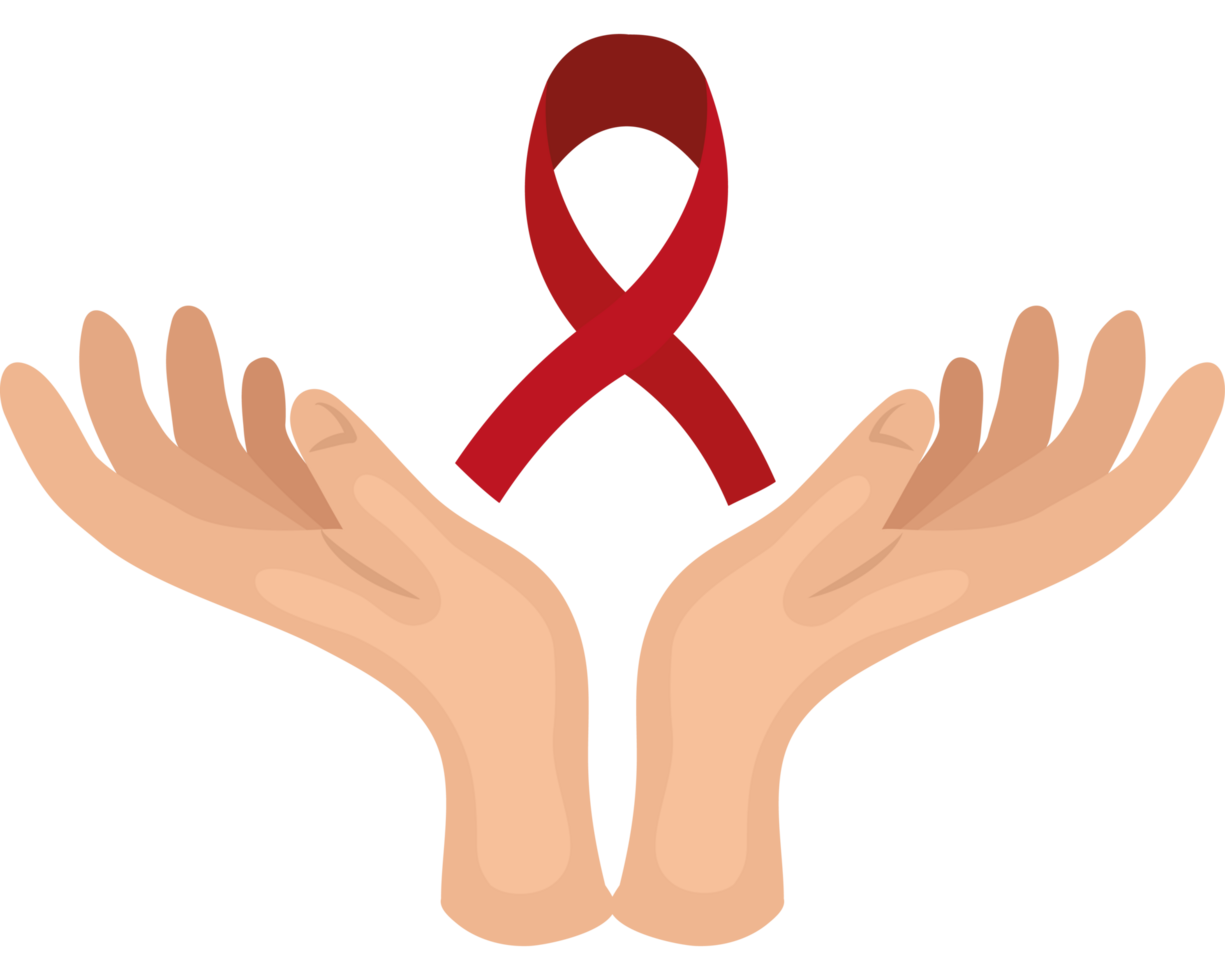 Two hands with a red ribbon in them png