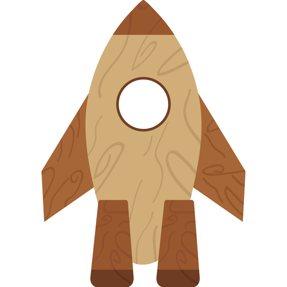 A wooden rocket ship with a hole in the side png