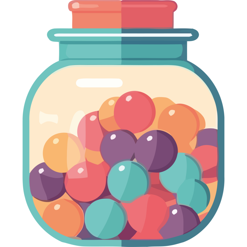 A jar filled with colorful balls png