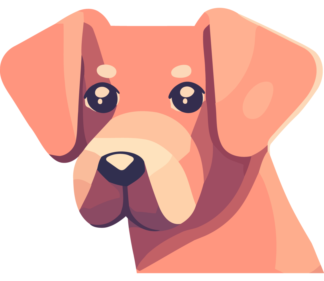 A cartoon dog with a big head and a big nose png