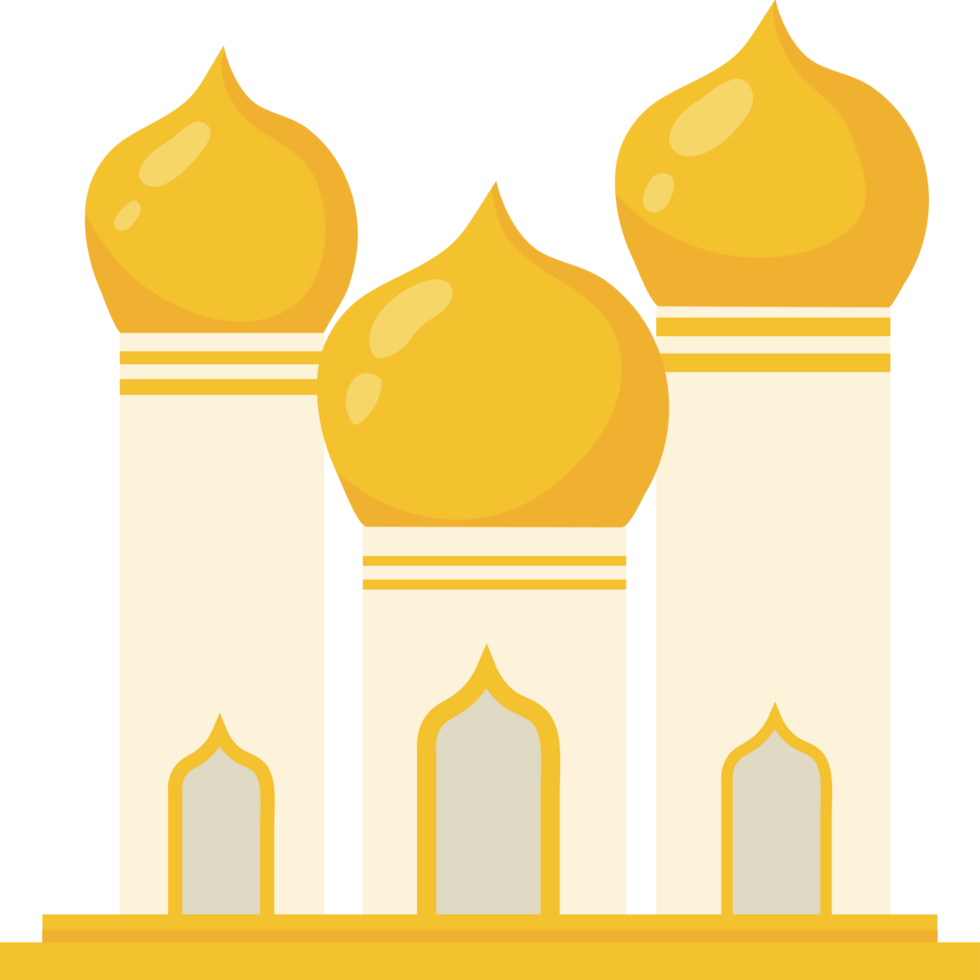 A mosque with two domes and a gold roof png