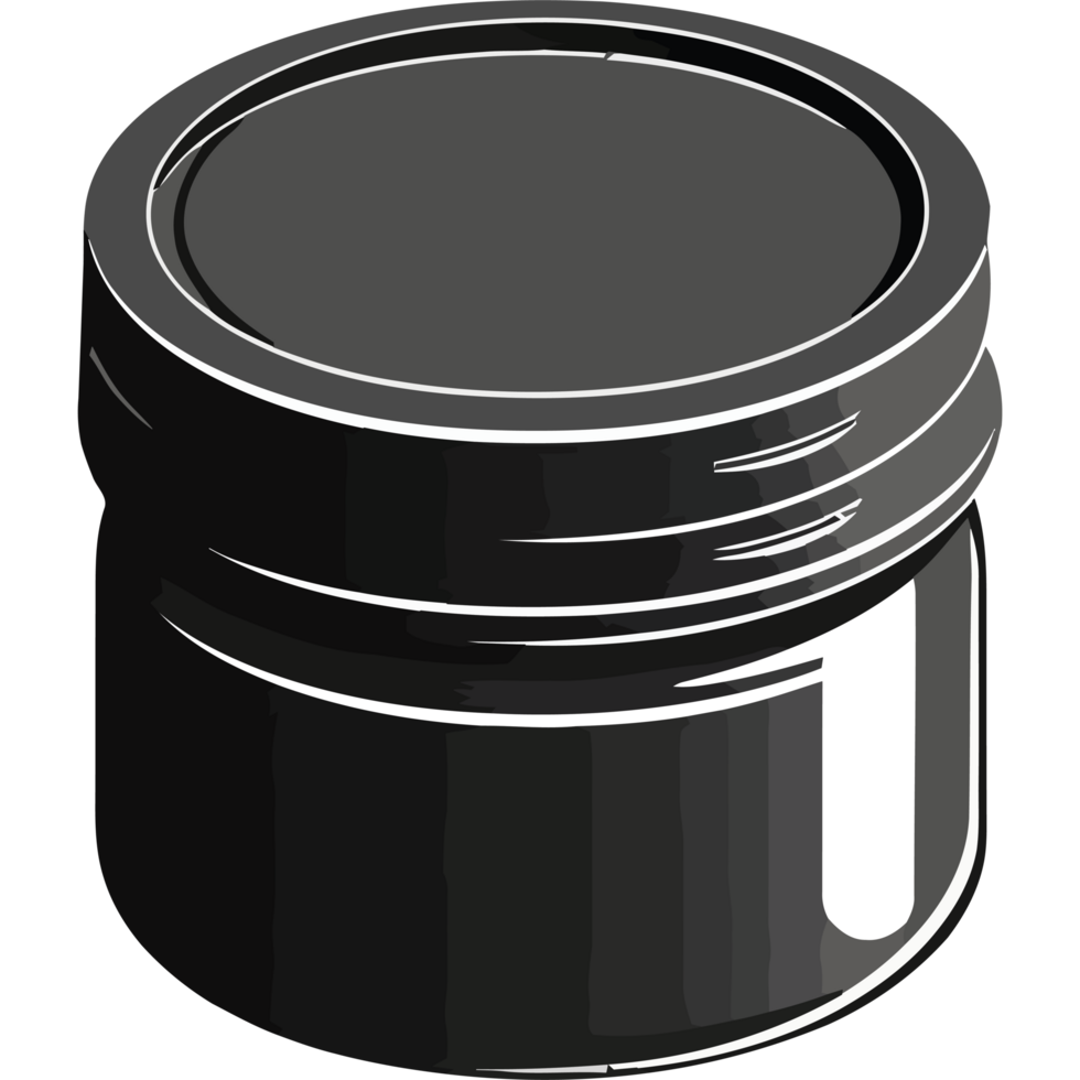 A black jar with a lid on a white background png