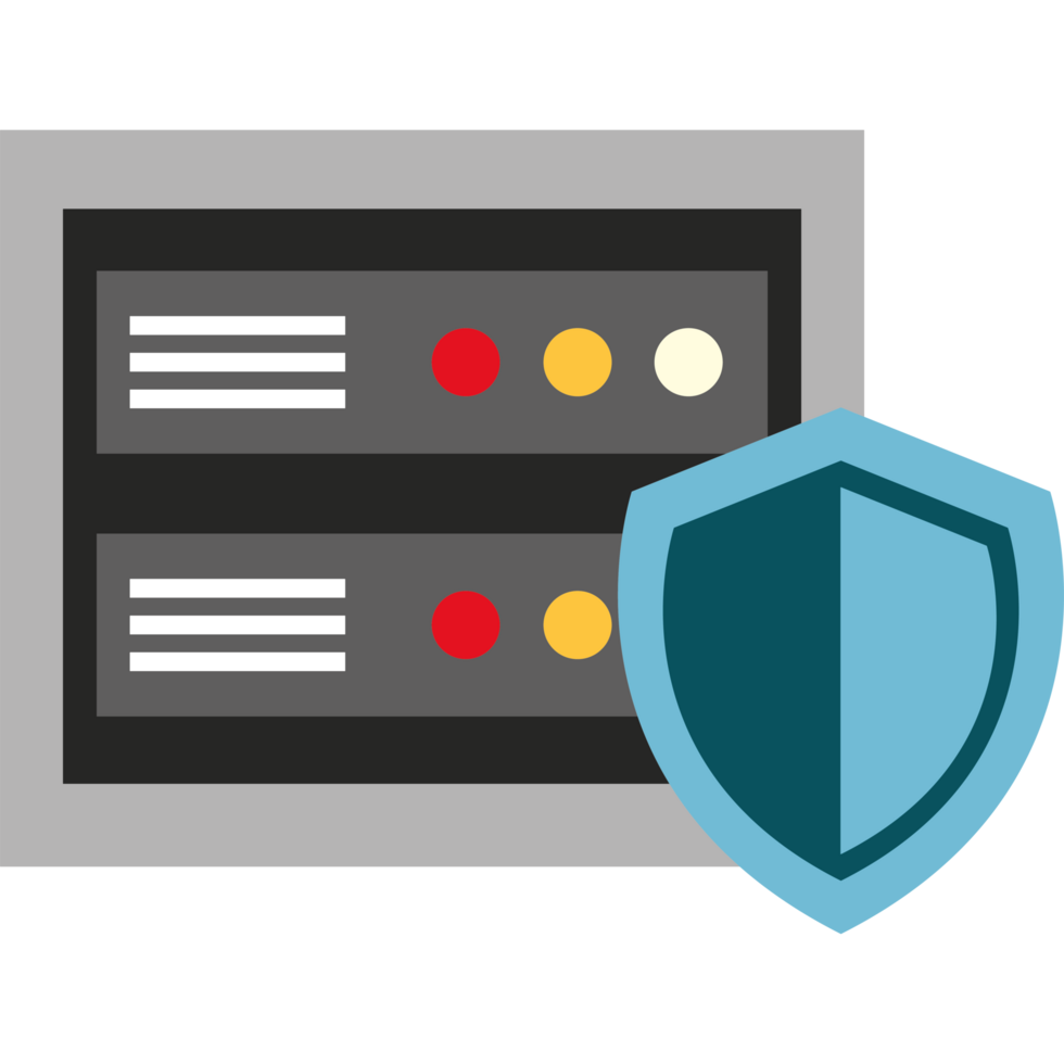 A shield and a computer with a red dot png