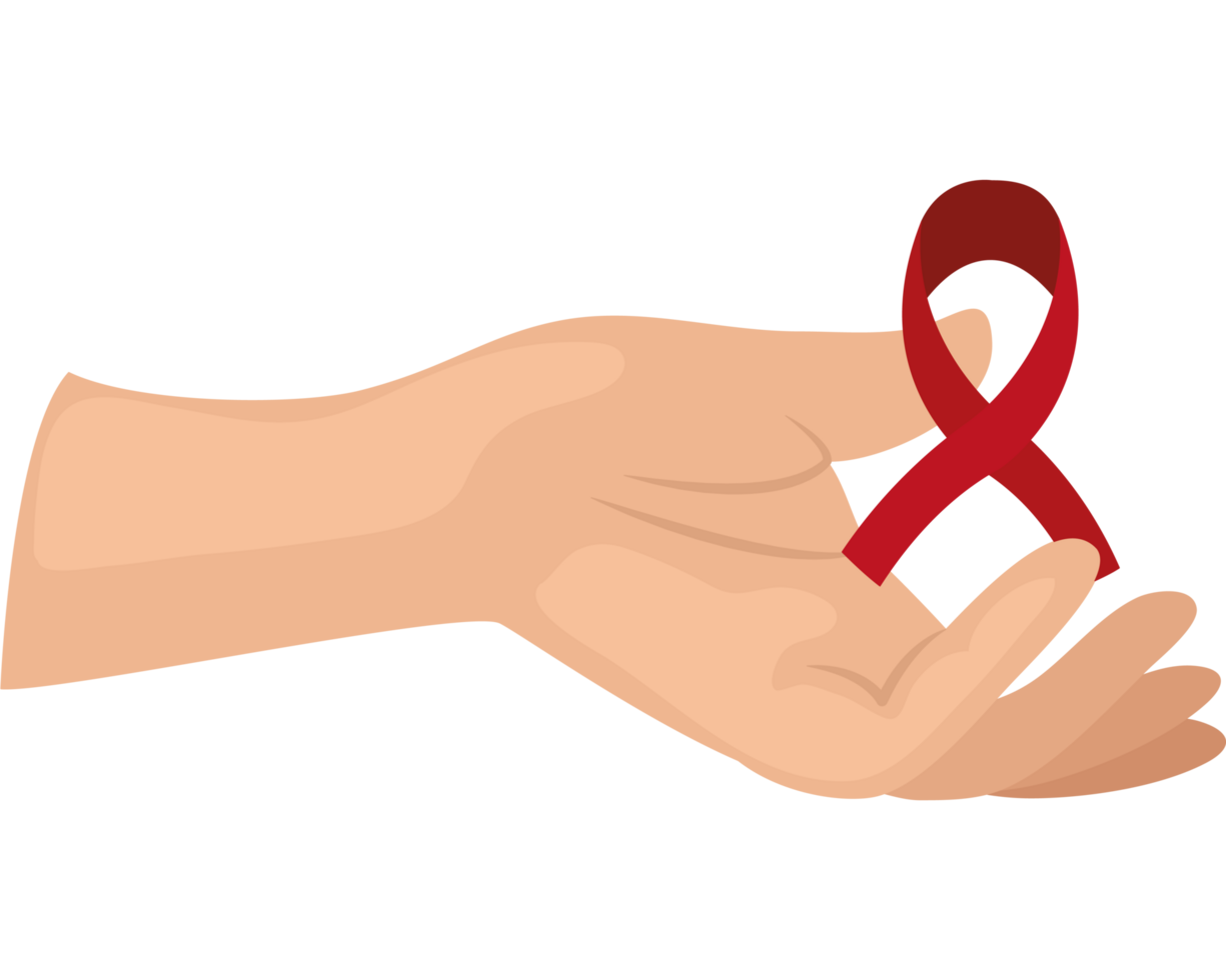 A hand holding a red ribbon png