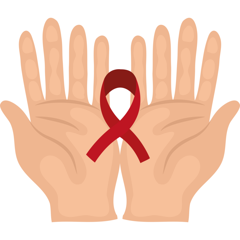Two hands with a red ribbon on them png