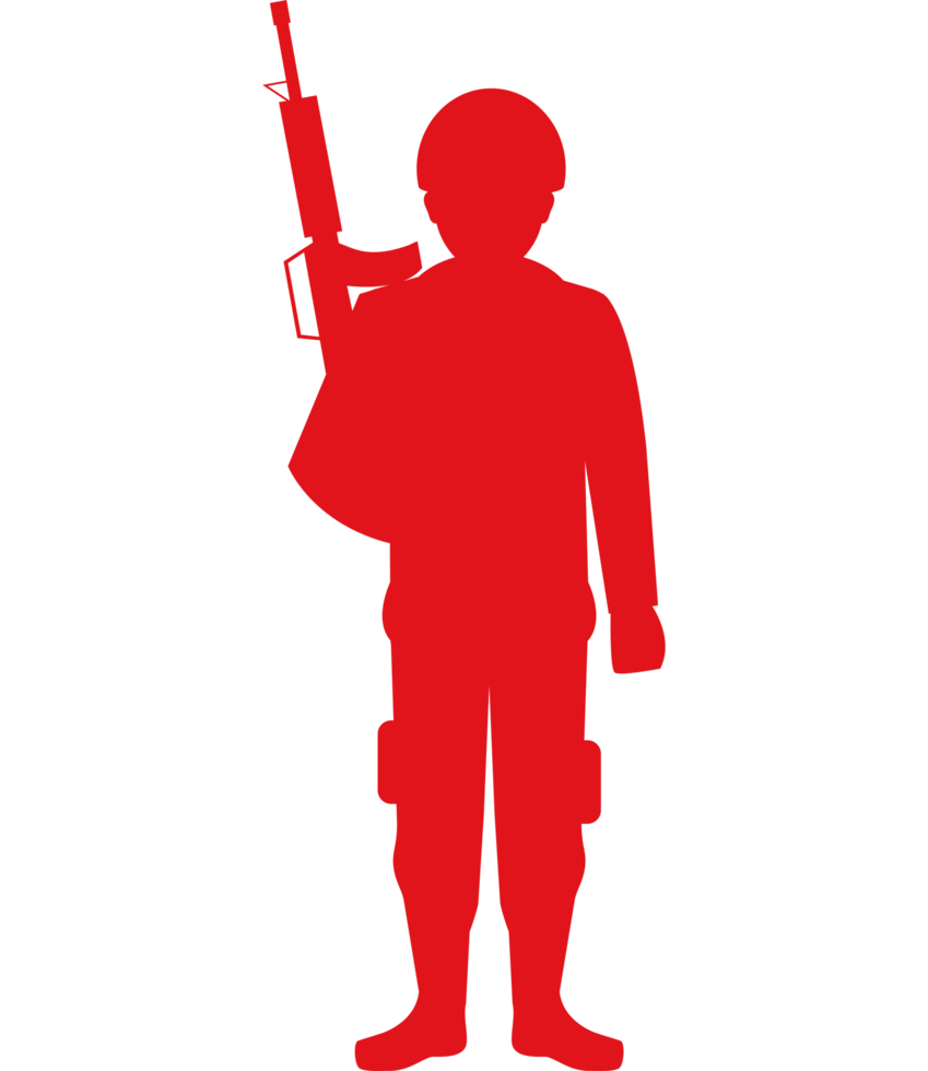 A silhouette of a soldier holding a rifle png