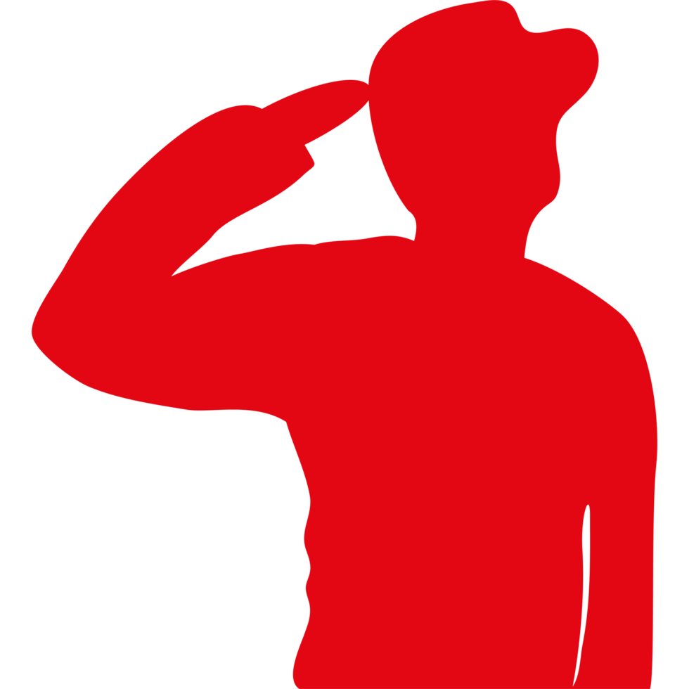 A silhouette of a man saluting png