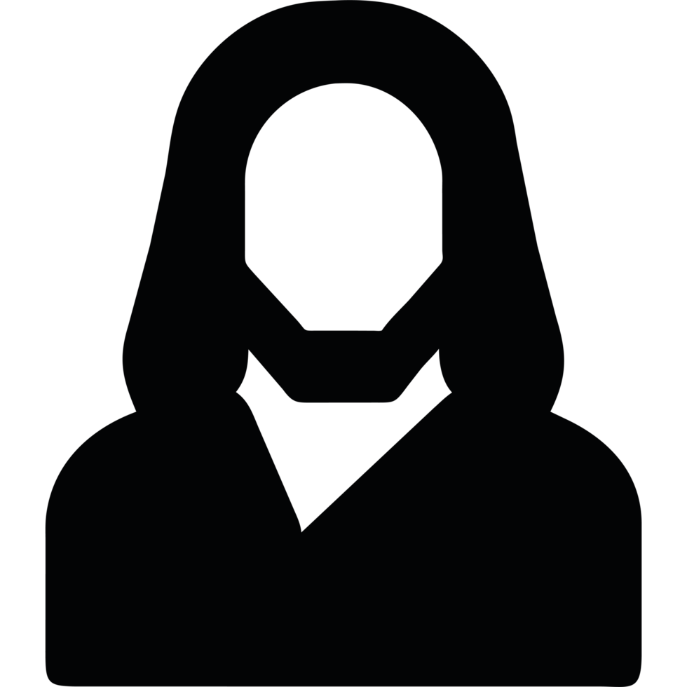 A black silhouette of a person with a beard png