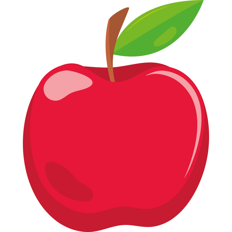 An apple with a green leaf on it png