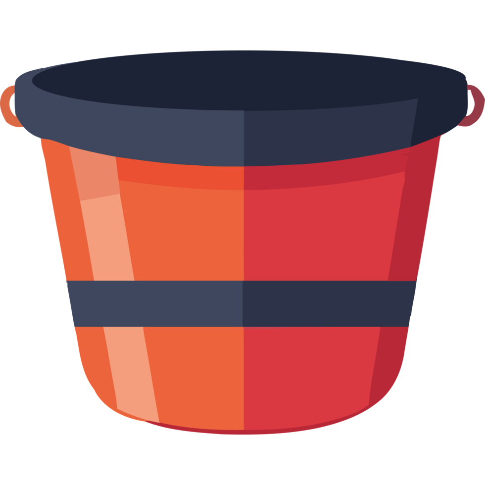 A bucket with a black handle and orange lid png