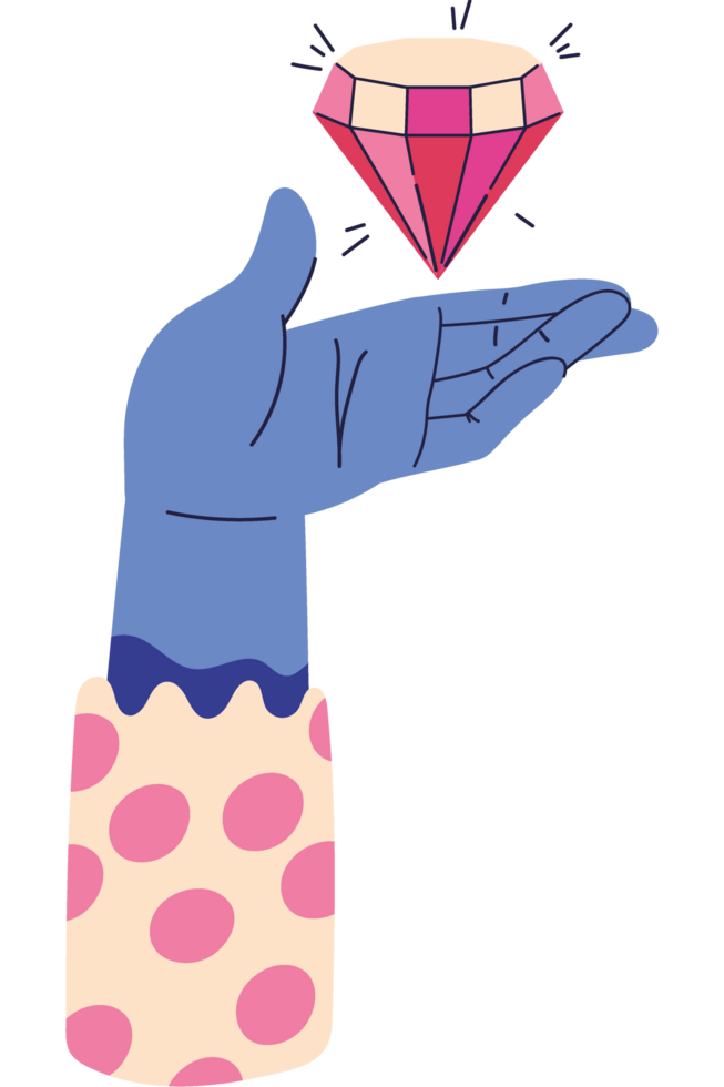 A hand holding a diamond in the middle of it png