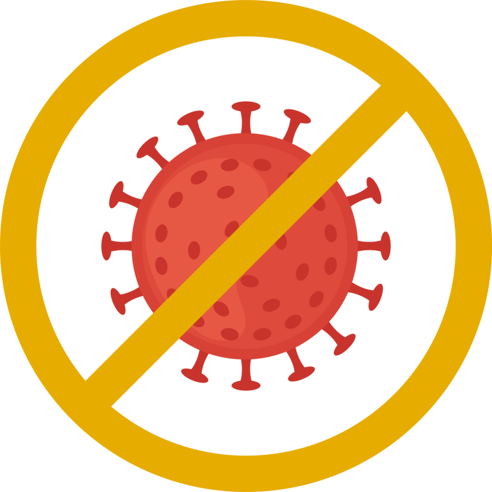 A red virus with a yellow circle around it png