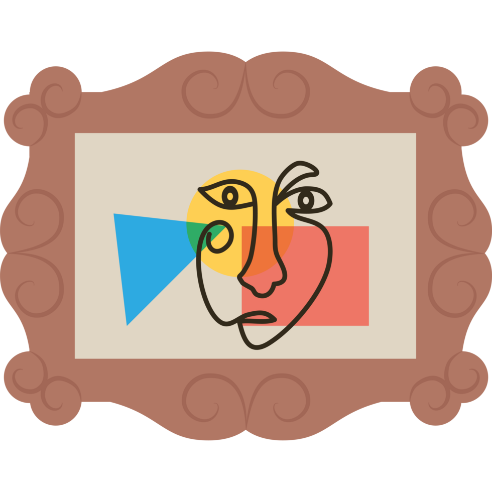 A picture frame with a face on it png