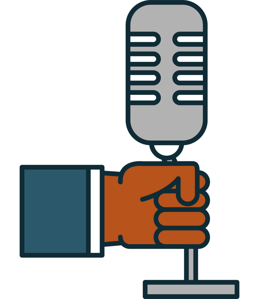 A hand holding a microphone and a microphone png