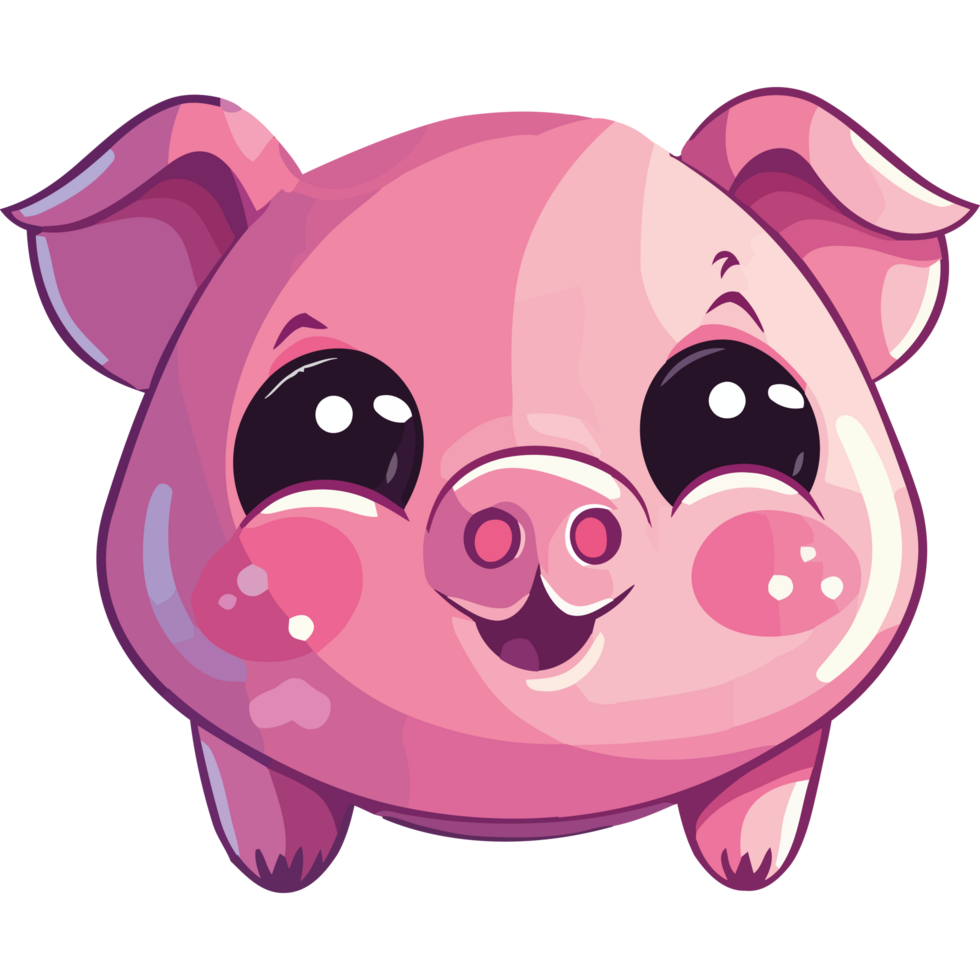 A cartoon pig with big eyes and a big nose png