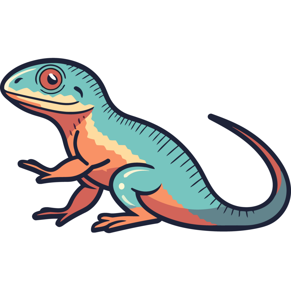 An illustration of a lizard with a red eye png