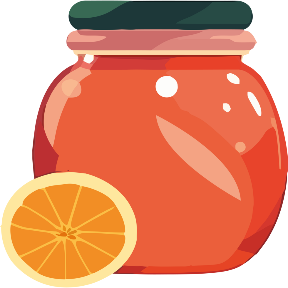 Orange juice jar with slice of orange png