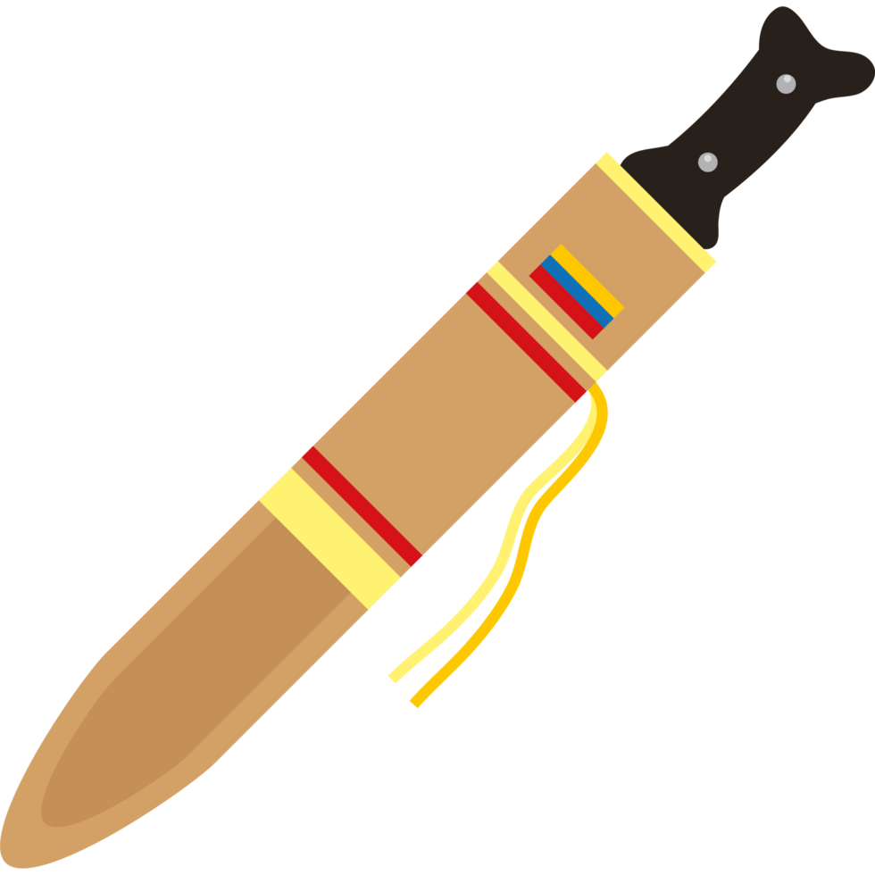A knife with a red and yellow handle png