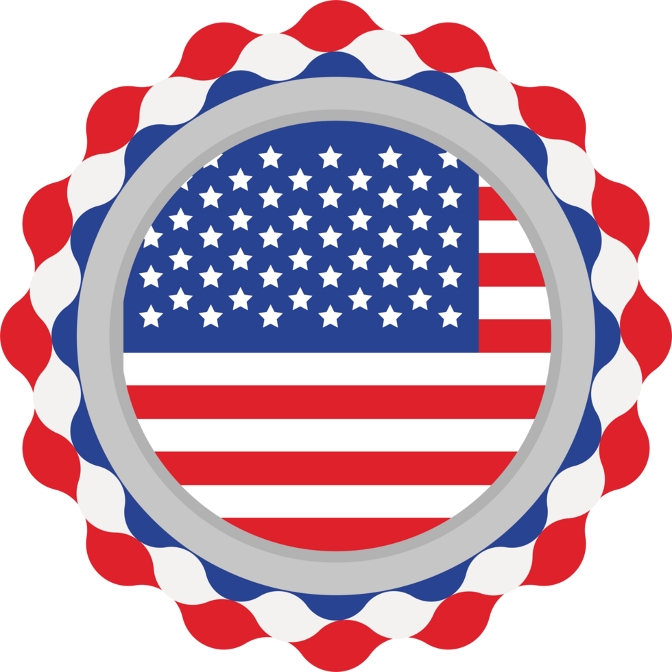 An american flag badge with a ribbon around it png