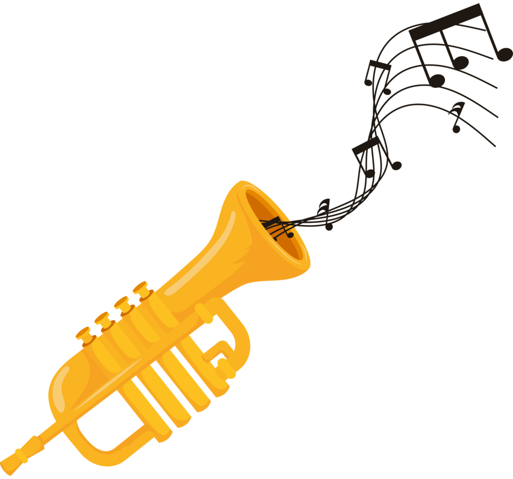 A trumpet with music notes on it png