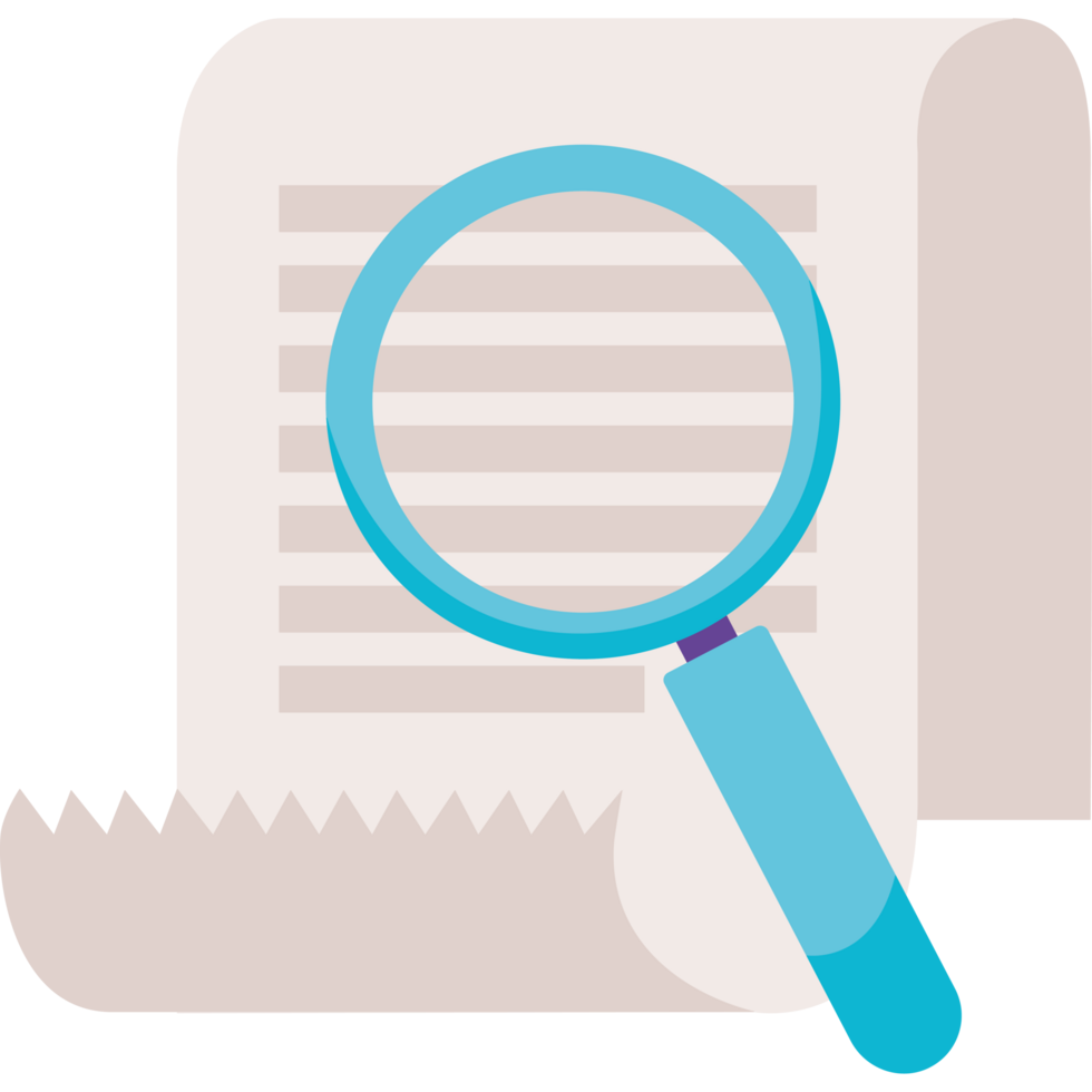 Searching for a document with a magnifying glass png