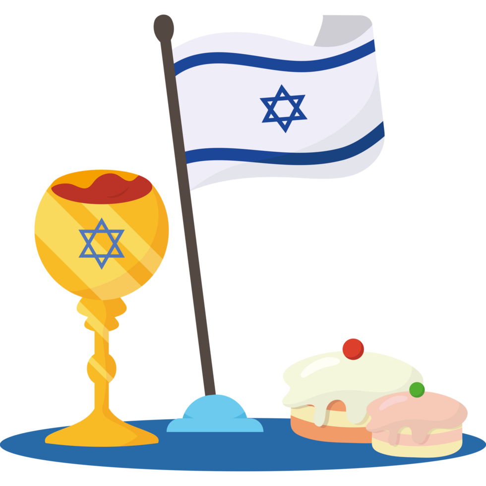 Israel flag and cake with cup png