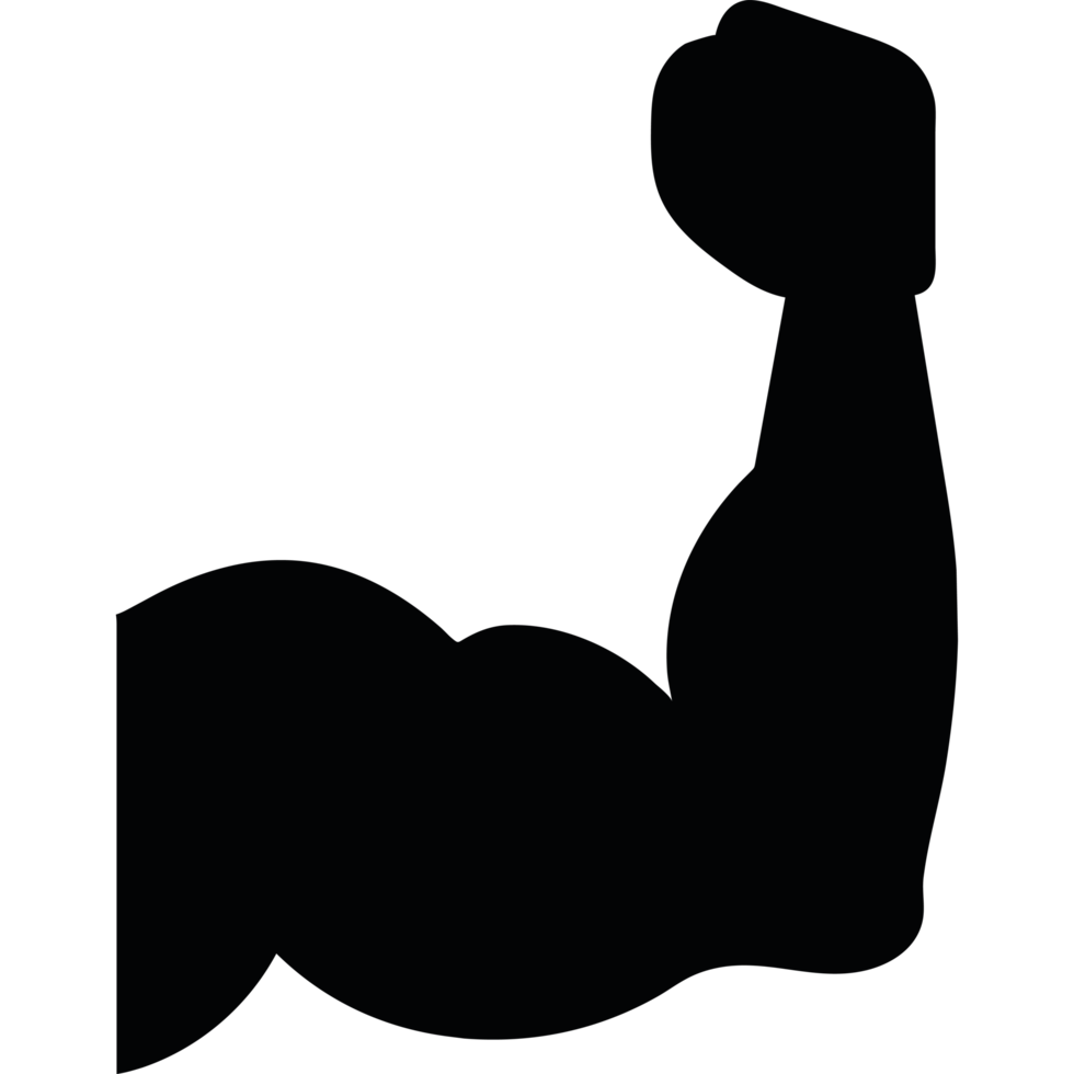 A black silhouette of a man flexing his arm png