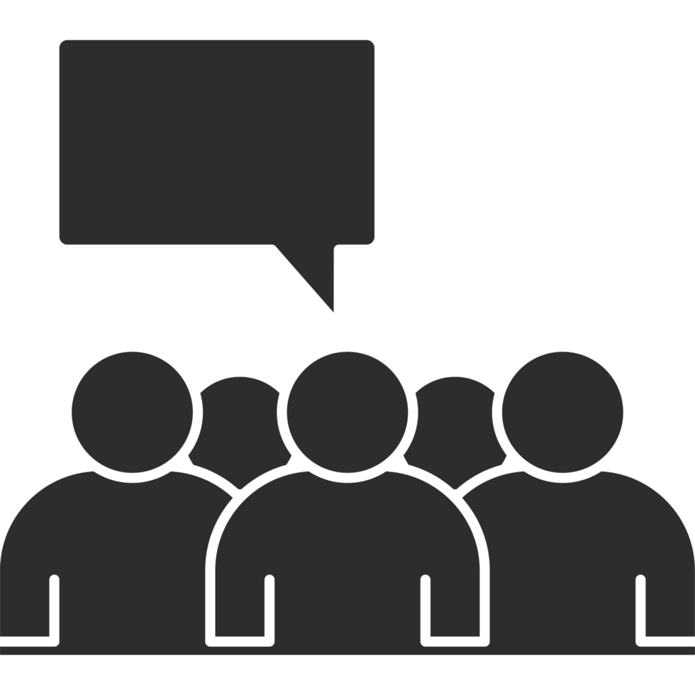 A group of people with speech bubbles above them png