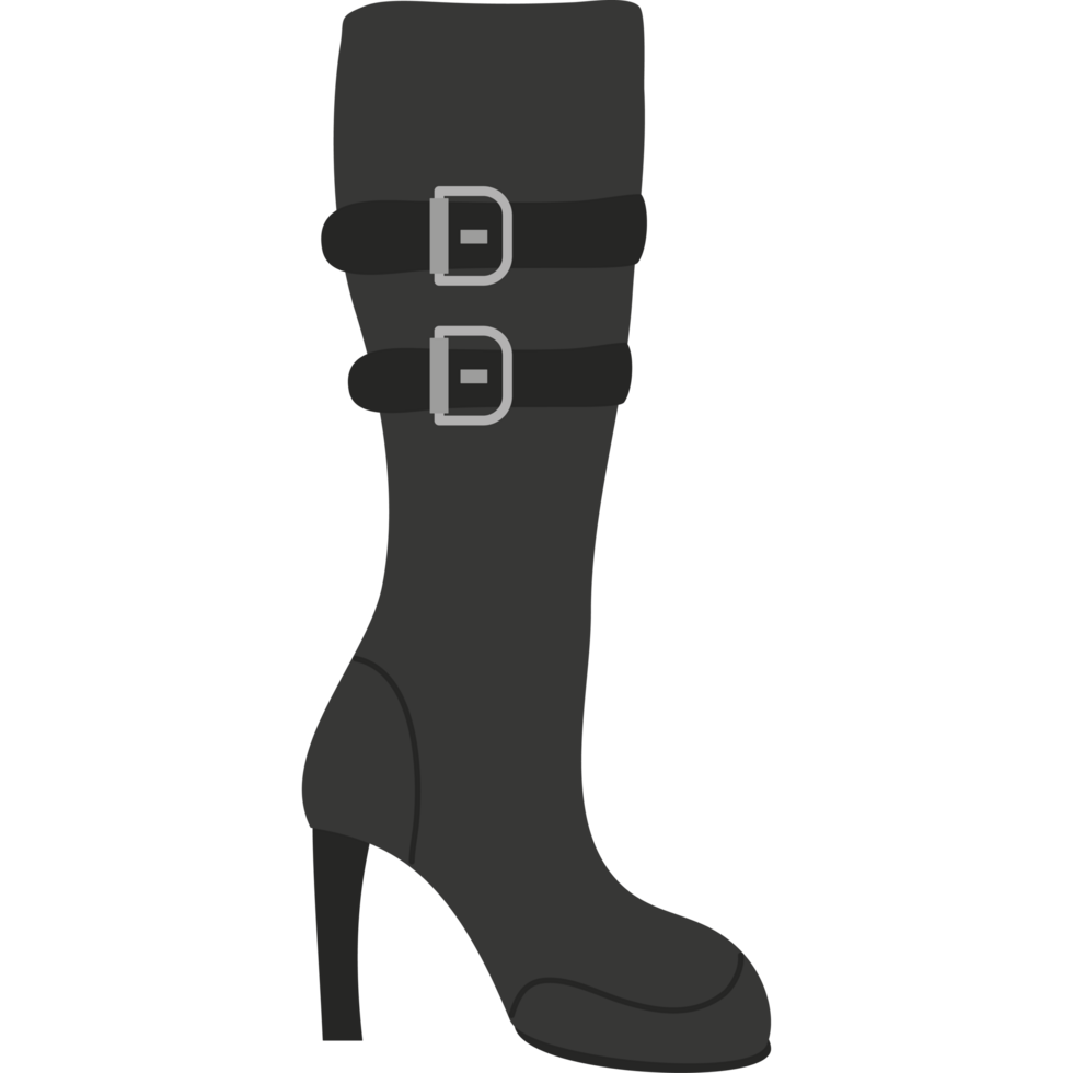 Black boots with buckles on the side png